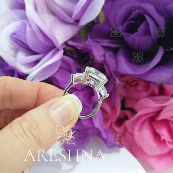 10ct Lab Created Diamond Princess Cut Engagement Ring Wedding Ring - Picture 11 of 16